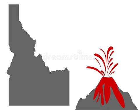 Map Of Idaho With Volcano Stock Vector Illustration Of Rock 159523668
