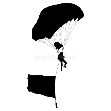 Silhouettes De Parachutiste Sur Fond Blanc Illustration De Vecteur