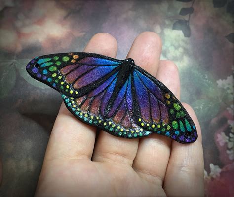 Rainbow Monarch Butterfly Beading Supply Hand Tooled Leather Etsy