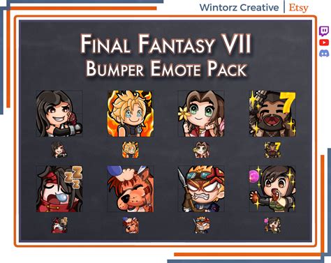 Twitch Emotes Final Fantasy Vii Bumper Emotes Set Etsy