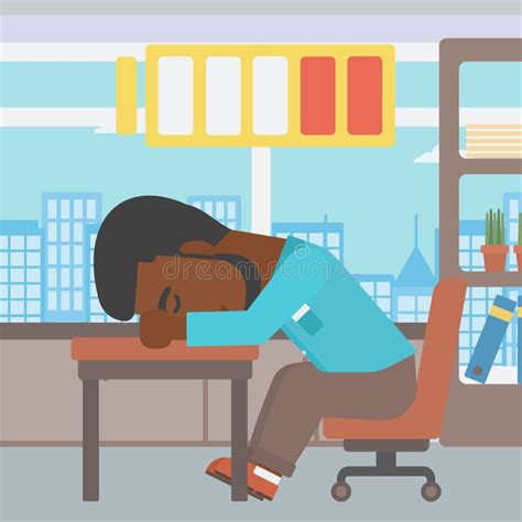 Man Sleeping At Workplace Vector Illustration Stock Vector