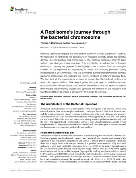 pdf a replisome s journey through the bacterial chromosome