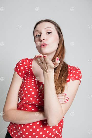 attractive woman blowing kiss stock image image of blowing lips 39185541
