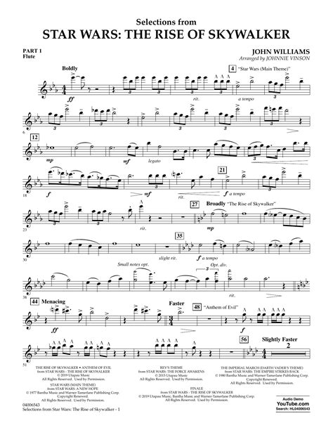 Selections From Star Wars The Rise Of Skywalker Pt1 Flute Sheet