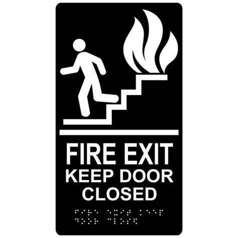 Ada Fire Exit Keep Door Closed Braille Sign Rre 240whtonblk