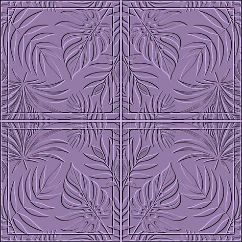 Tropical Emboss Leafy D Violet Seamless Pattern Floral Embossed