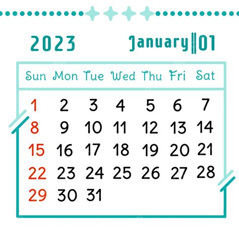 Calendar 2023 January Png Image Minimalist Calendar Month January 2023