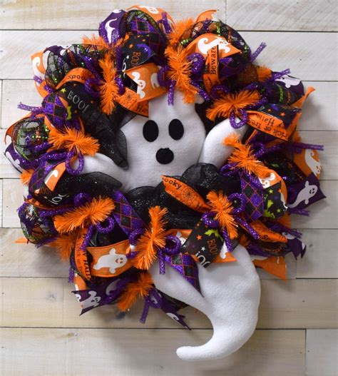 Halloween Ghost 24 Deco Mesh Wreath The Best Halloween Home