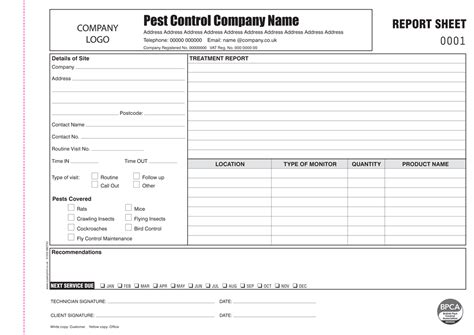 Pest Control Inspection Report Template 1 Templates Example