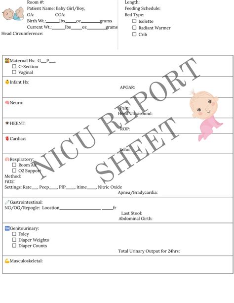 Nicu Nurse Report Sheet Etsy