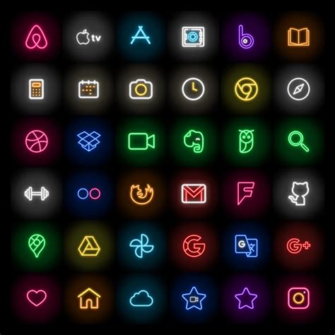 100 App Icons In Neon Lights Theme Ios14 App Icons Black For Iphone