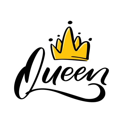 Queen Crown Logo Design With Brush Lettering Style 20817750 Vector Art