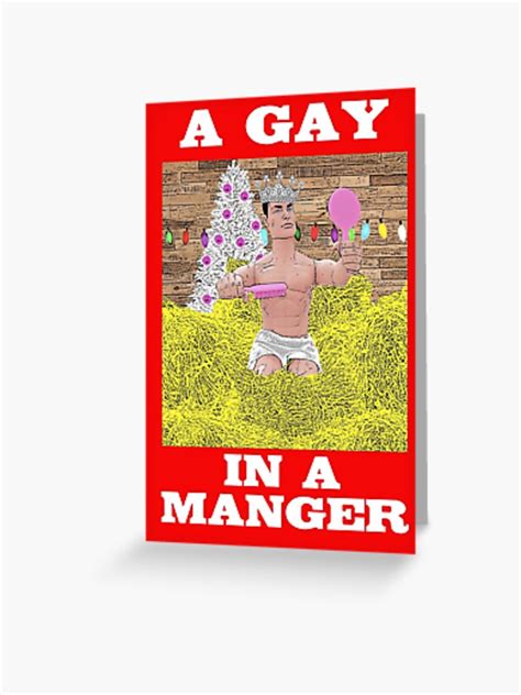 a gay in a manger funny gay christmas design queer lgbtq christmas greeting card for