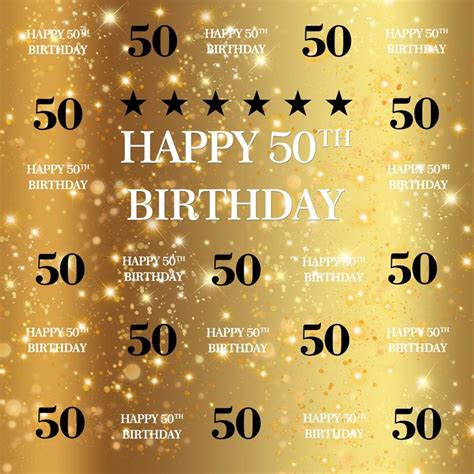 Buy Aofoto 8x8ft Happy 50th Birthday Backdrop Gold Party Decorations