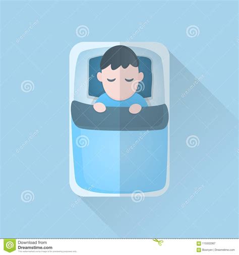 Young Man In Blanket Sleeping On Bed Cartoon Icon Vector Illustration