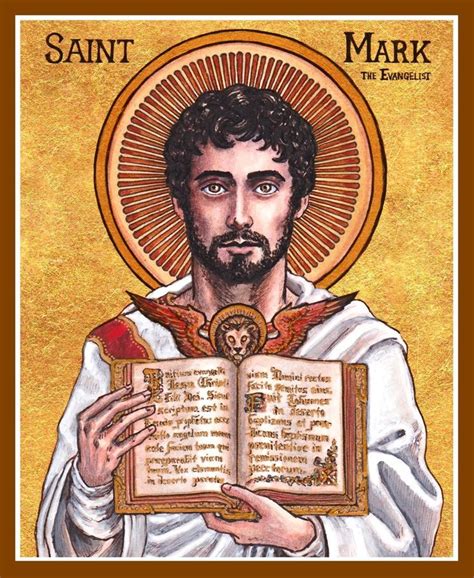 Saint Mark Holding An Open Book In His Hands