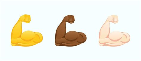 Flexed Biceps Icons Strong Muscle Hands Of Various Skin Tones Gesture