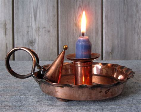 Antique Sankey Copper Candle Holder With Snuffer Rare Etsy Candle