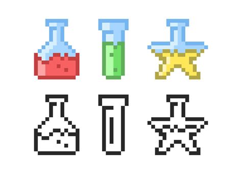 Magic Potions Icon In Pixel Style Set Of Retro Pixelated Icons