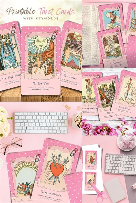 Pink Tarot Cards Printable Rider Waite Tarot Deck Tarot Cards With
