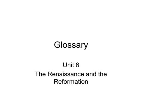 Glossary Of Terms Sixth Form