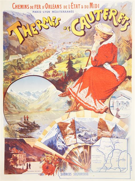 French Art Nouveau Travel Poster Therems De Cauterets By Pallandre