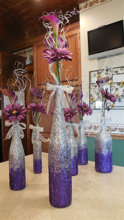 Purple Ombre Wine Bottle Vases For Centerpieces Diy