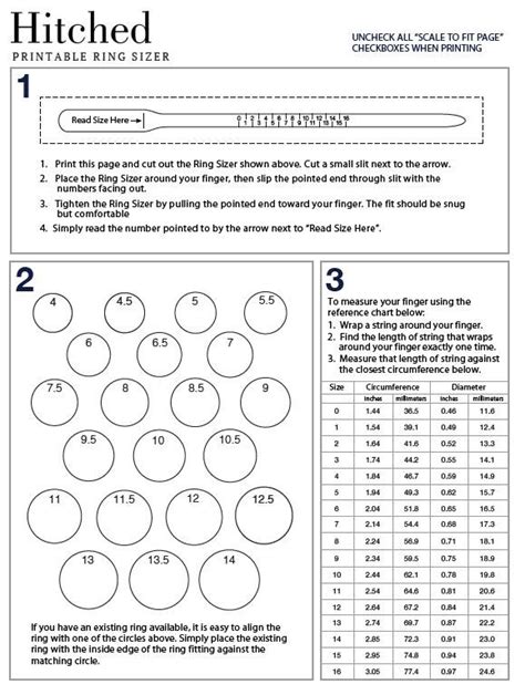 Free Printable Ring Finger Size Chart Jewelry Secrets Paper Ring Sizer Ring Size Guide Ring