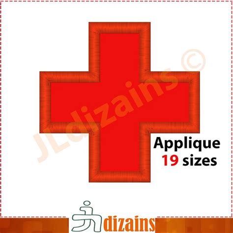 Red Cross Applique Design Red Cross Embroidery Design Etsy Cross