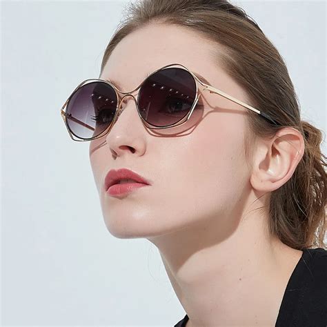 Unique Diamond Oval Sunglasses Women Vintage Hollow Sunglass For Women Designer Round Sun
