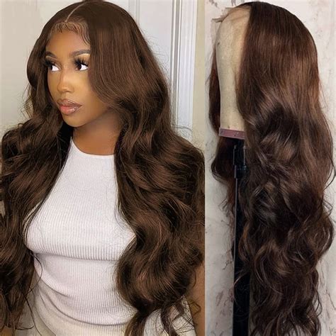 Amazon Com Oulaer Hair X Brown Lace Front Wigs Chestnut Brown