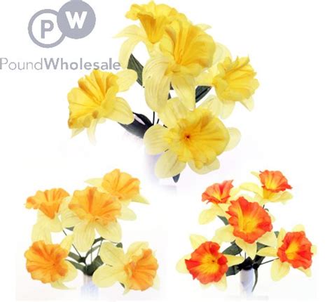 Wholesale Daffodil Bush Artificial Flowers Assorted Colours Pound