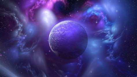 Wallpaper Purple 3d Galaxy Planet Space Art Digital Art