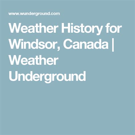 Weather History For Windsor Canada Weather Underground Personal