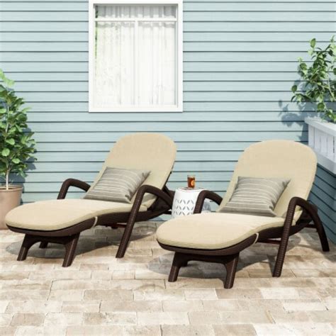 Riley Outdoor Faux Wicker Chaise Lounges With Cushion Set Of 2 Dark