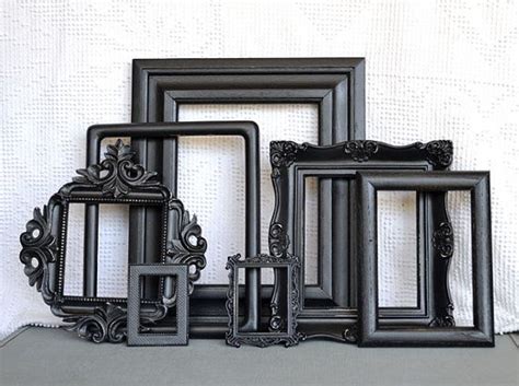 Black Ornate Vintage Frames Set Of 7 Upcycled Frames Scrolly Gallery