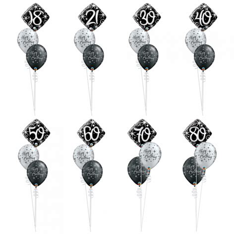 Black And Silver Table Balloon Bouquet Cardiff Balloons Birthday Balloons