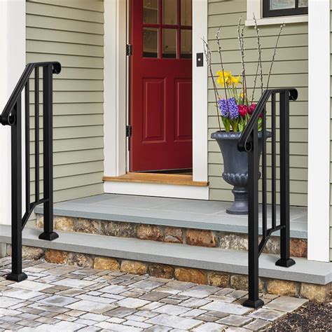 Beautiful iron stair railings in cincinnati, oh. Iron Step Handrail Stair Railing Kit Fit 1or2 Step Black ...