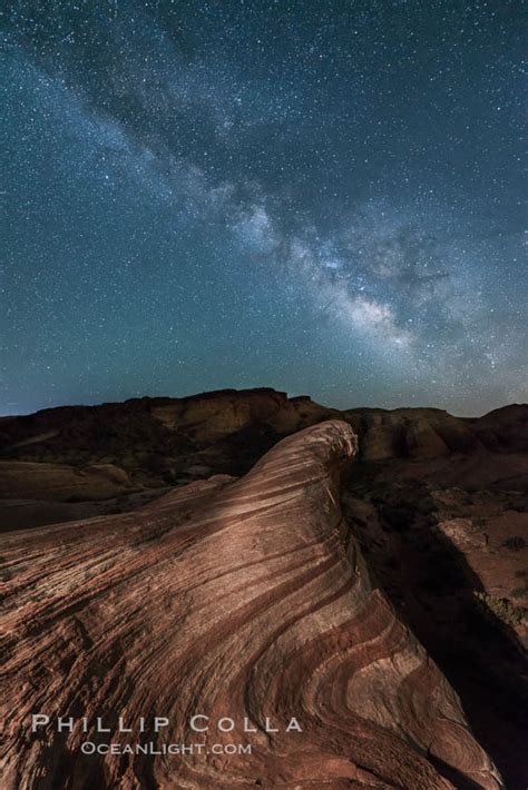 Milky Way Galaxy Rises Above The Fire Wave At Night Valley Of Fire