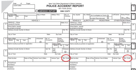 New York Dmv Sample Police Accident Report