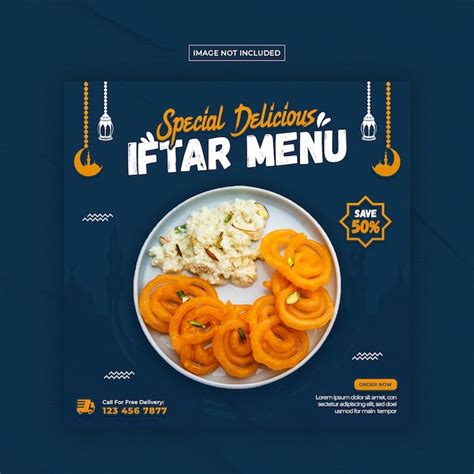 Premium Psd Ramadan Kareem Iftar Food Menu Social Media Post Template