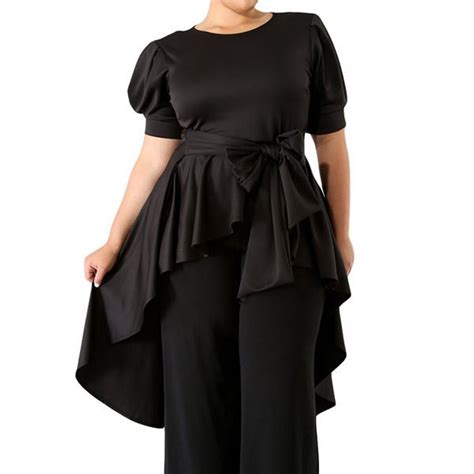 Hualong Black Short Sleeve Tie Front Womens Plus Size Tops Online Store For Women Sexy Dresses