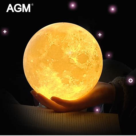 Agm Led Night Light 3d Print Moon Lamp Luna Magic Touch