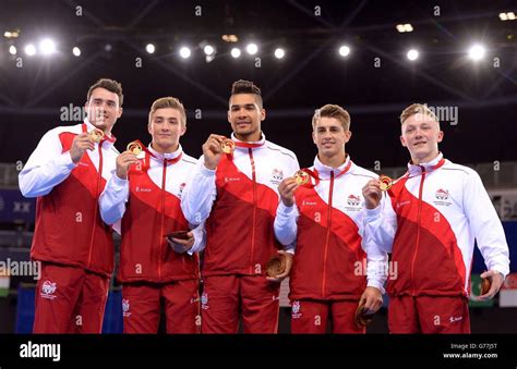 gold medal winners england s left to right kristian thomas sam oldham louis smith max
