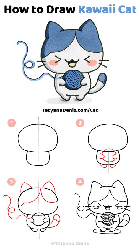 How To Draw Kawaii Cat In 4 Easy Steps Kawaii Drawing