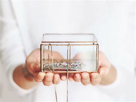 Glass Jewelry Box Makeup Tray Girlfriend T Ring Dish Bedroom Decor Small Keepsake Box