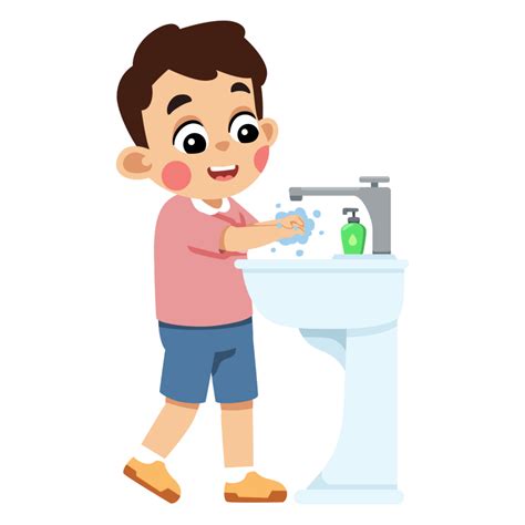 Kind Wäscht Seine Hände Über Das Waschbecken Wenig Junge Waschen Seine