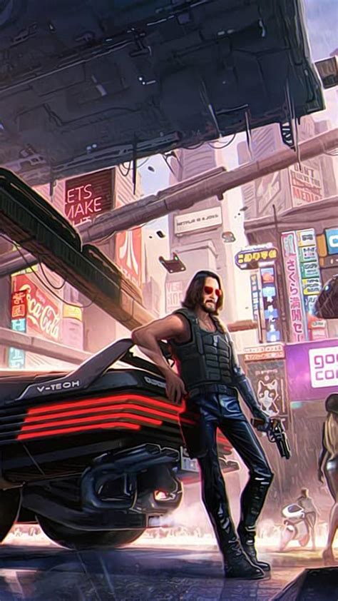 Follow the vibe and change your wallpaper every day! 1440x2560 Keanu Reeves Cyberpunk 2077 Art Samsung Galaxy ...