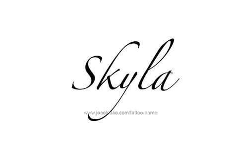 The Word Skyla Is Written In Cursive Writing With Black Ink On A White Background