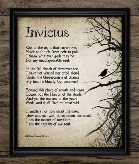 Invictus Poem William Ernest Henley 1895 Printable Poem Etsy